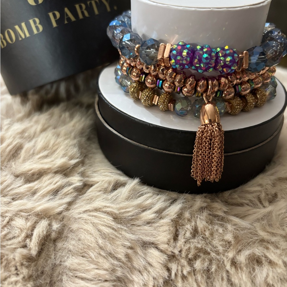 Chic Beaded Bracelet Set with Tassel